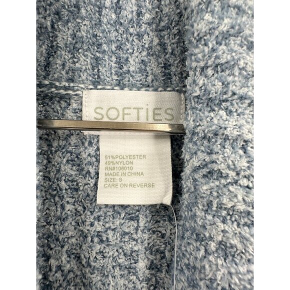 Softies 30" Marshmallow Button Down Cardigan w/ Belt sz S Heather Spring Lake - Picture 3 of 6